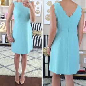 Ann Taylor Loft Blue Scallop A-Line Dress